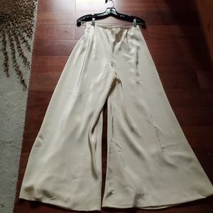 Mark Heister Cream Silk palazzo pants